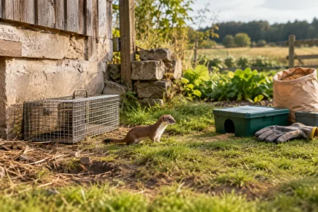 Vue d ensemble d un poulailler protégé avec un grillage fin posé autour du terrain