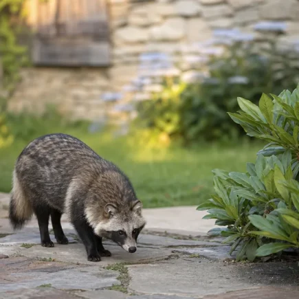 Vue d'ensemble d'un sous-bois verdoyant où s'abrite un chien viverrin sauvage